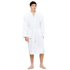 Terry Cloth Robes for Women and Men 100% Turkish Cotton Kimono Womens Robe Mens Bathrobe | White Velour, XX-Large (White, Large/XL (One Size))