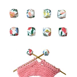 SPANSEE 8 PCS Tropical Hexagon Print Knitting Needle Holders, Stitch Stoppers, Knitting Needle Point Protectors, Knitting Accessories fit Size 2.5-13 (3mm-9mm) Needles