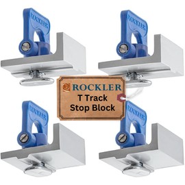 Rockler T Track Stop Kit (4 Pack) - Aluminum T Track Hold Down Clamps, Inline & Short Stops - 5/8” Tall