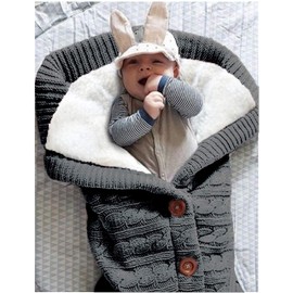 XMWEALTHY Unisex Infant Swaddle Blankets Soft Thick Fleece Knit Baby Girls Boys Stroller Wraps Newborn Item Dark Grey