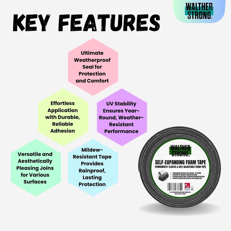 Walther Strong Self-Expanding Foam Tape | 5-35mm x 4.6m Weather