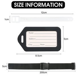 2PCS Luggage Straps and 2pcs Luggage Tags Adjustable Travel Luggage Belts Packaging Bag Buckle Belt Multi-colours Straps choices for suitcase, bag, boxes (Black)