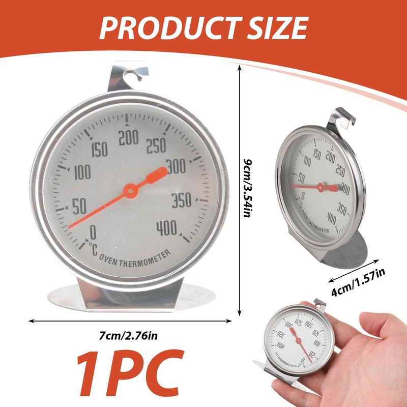 Dial Oven Thermometer, 0-400°C Stainless Steel Thermometer Kitchen Cooking Thermometer