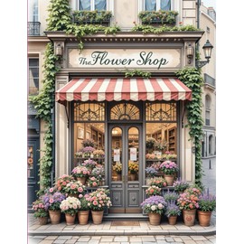 The Flower Shop Coloring Book: Relaxing Vintage Storefront Scenes for Stress Relief & Creativity