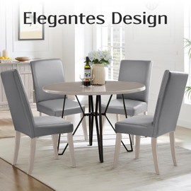 Alishomtll PU Chair Covers, Set of 4/6, Leather Stretch Chair Covers, Waterproof, Elastic Dining Room Chair Covers, Universal Washable Chairs Protection for Kitchen, Restaurant, Hotel, Wedding (Grey,