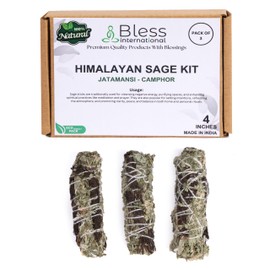 Bless-International Himalayan-Sage-Jatamansi-Camphor-Incense Premium-100%-Natural-and-Organic Handcrafted-4-Inches-Long Used-for-Home-Cleansing-Meditation-Smudging-Rituals