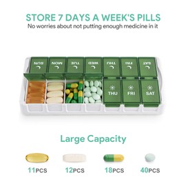 TookMag Weekly Medicine Pill Organizer 2 Times a Day, Easy Fill AM PM Pill Box, Large Capacity Quick-Refill 7 Day Pill Cases for Pills/Vitamin/Fish Oil/Supplements (Patent Registered)