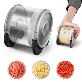 Senbos Manual Garlic Crusher - Multifunction Kitchen Gadget for Garlic, Ginger and Vegetables - Dishwasher Safe Garlic Mincer with Wheel Design