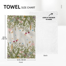 Bapcoku - Juego de 2 toallas de cocina florales de primavera para platos de cocina, decoración de flores, 16 x 24 pulgadas, paño de secado absorbente de mariposas