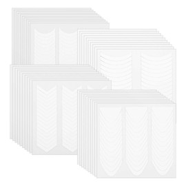 Oruola 40Sheets French Tip Stickers,Self-Adhesive French Manicure Strips,4 Different Designs White French Nail Sticker for Women Girls DIY Decoration Stencil Tools (3 Moon Shape and 1 V-Shaped)