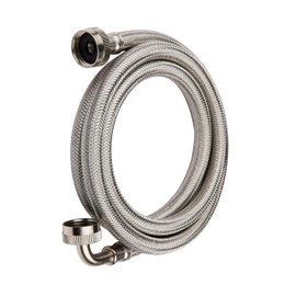 EFIELD 5 Ft Premium Washing Machine Hose with 90 Degree Elbow, Hot or Cold Water Supply Line, PVC Core with Braided Stainless Steel (5 Ft)