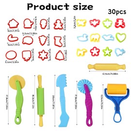 30Pcs Dough Tools for Kids with Animal Molds, Durable Clay Sculpting Kit for Shaping & Carving Creations, Dough Accessories Set Easy to Clean & Store