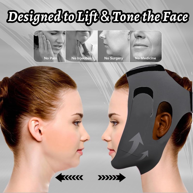 ZOPJUMA Reusable Chin Strap, V-shaped Chin Face Tightening Band, Face