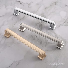 Alzassbg 6 Pack Polished Chrome Cabinet Pulls, 7-1/2 Inch(192mm) Hole Centers Cabinet Handles Kitchen Hardware for Cabinets and Drawer AL3071CP
