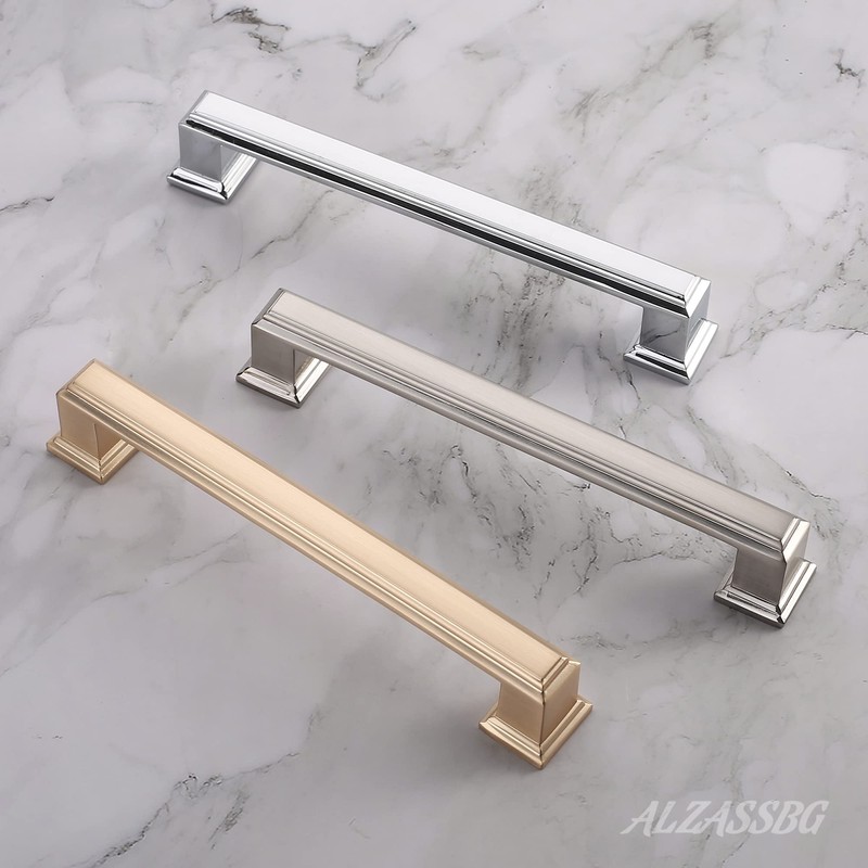 Alzassbg 6 Pack Polished Chrome Cabinet Pulls, 7-1/2 Inch(192mm) Hole