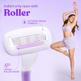Bombae Rollplay Glow Body Razor for Women | Hair Removal for Women | For Hands, Legs, Bikini and Underarms