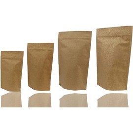Jamo Solutions Extra Thick Kraft Paper Aluminium Stand Up Pouch with Zip Lock - Resealable Food Storage Bag for Coffee, Tea - Food Grade Pouch - 50 x 100ml