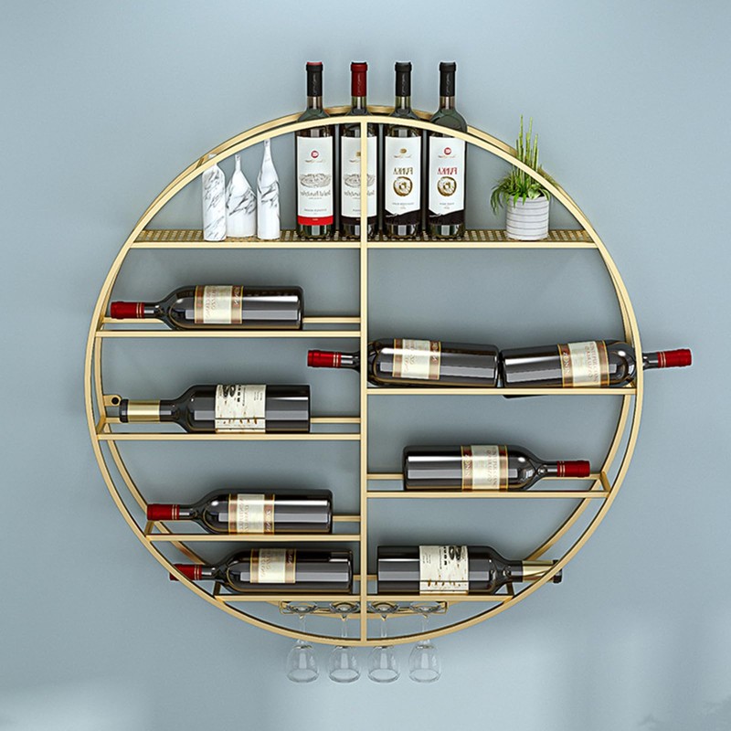 ILWorkTLs Round Wall Mounted Wine Rack,Wine Display Rack,Hanging Wine Bottle