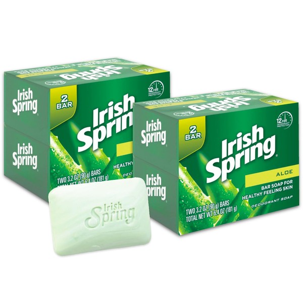 Irish Spring, Deodorant Bar Soap, Aloe, 8 Count, 24oz Package (Pack of 2)