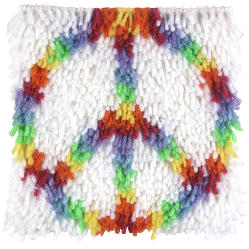 Wonderart Peace Latch Hook Kit, 8" X 8"