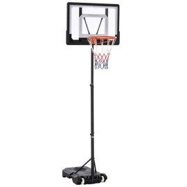 Adjustable 5.1ft-6.9ft Basketball Hoop Stand with 33Inch Backboard Wheels for Kids & Teens Indoor Outdoor Court EquipmentColor: Black Color