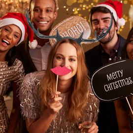 Beaupretty Large Antler Ears Hairband,Girls Black Deer Horn Elk Headband Headpiece for Christmas Party Holloween Cosplay