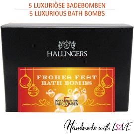 Hallingers Frohes Fest - Bath Bombs - Orange - Christmas 5 Bath Bombs Gift Set with Five Bathbombs as Christmas Gift (Set) - Fill Advent Calendar Novelties & Advent Calendar | Gebu