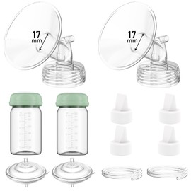 Breast Pump Parts Compatible with Spectra S1/S2/9 Plus/Synergy Gold, Full Set Replacement Parts for Spectra Include 17mm Flange, Duckbill Valve, Backflow Protector, Tubing, Bottle, Not Original Parts
