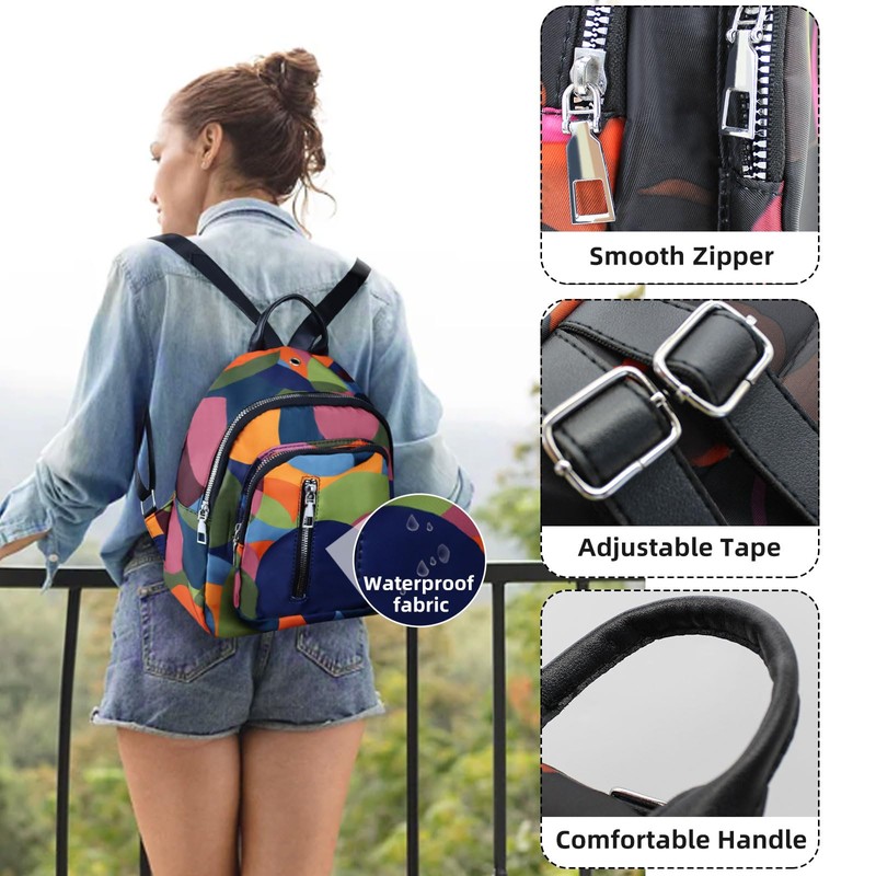 AfitLulu Women's Small 3-Layer Zip Pockets, School Bag with Adjustable