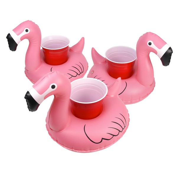 GoFloats Inflatable Floatmingo Drink Holder (3 Pack), Float Your Drinks in Style