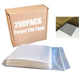 Vakerga Carpet Tile Tape 200 Pack Grey, Floating Floor Adhesive Connectors, Quick & Easy Installation, Ideal for Hard Floors