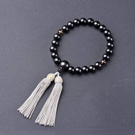 Men's Beads, 22 Beads, Pure Silk Head, Obon, Men's, Gentleman's Tiger's Eye, Abbreviated Prayer Beads, Natural Stone, Head Cluster, Power Stone, Juzu, Gift, Gift, Memorial Work, Funeral, Legal Required (Ebony, 2 Ten, Brown Crystal)