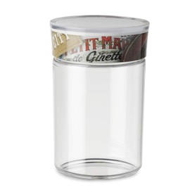 Omada Design 35 fl oz (1 L) Plastic jar, Sealed with Gasket and with indelible Decoration, Plexart line,Vintage Signs.