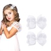 3 Inch White Hair Bow Clips for Girls - Set