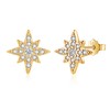 Zolkamery Sterling Silver Studs Earrings, 925 Silver Studs Earrings for Women with 5A Cubic Zirconia, Small Gold Star Silver Stud Earrings, 925 Hypoallergenic Cartilage Sleeper Earrings for Girls 10mm