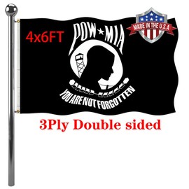 Jayus 3 Ply Pow Mia Flag 4x6 Outdoor Double Sided Durable polyester Black Pow Flags Banner- You Are Not Forgotten Prisoner of War Flag- Memorial Veterans,Armed Forces,Military Flag with 2 Grommets