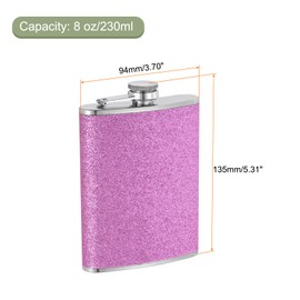 uxcell Hip Flask for Liquor 8oz 230ml Stainless Steel Leak Proof Drinking Flask for Camping Hiking Outdoor Activity, Bling Purple