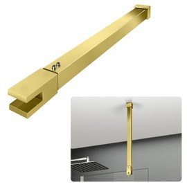 Shower Door Support Bar, Stainless Steel Glass to Ceiling Rod 18.2"-31.7" (462mm-805mm), for Fix 5/16" (8mm) to 3/8" (10mm) Frameless Shower Glass Panel, Brushed Gold