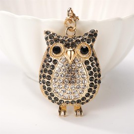 MDFREL Cute Rhinestone Owl Key Ring Owl Crystal Bird Keychain Pendant Animal Key Holder Chain Keychain Handbag Purse Pendants Charm Gifts for Women Girls
