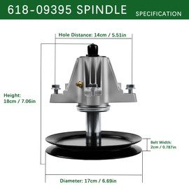 618-09395 Deck Spindle 618P09395 for Cub Cadet MTD Craftsman Troy Bilt ZT1 ZTS1 46 5400 Z5450 Mustang Z46 46-inch Lawn Mower Spindle Assembly