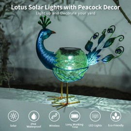 Solar Lantern Outdoor Decorative Waterproof LED Solar Lights Peacock Tabletop Lamp for Outdoor Patio Garden