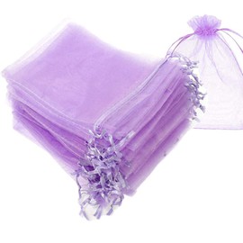 Time to Sparkle 25 Pieces Pouches Organza Gift Bags Oragnza Wedding Favour Bags Jewellery Packing (Light Purple, 5x7cm)