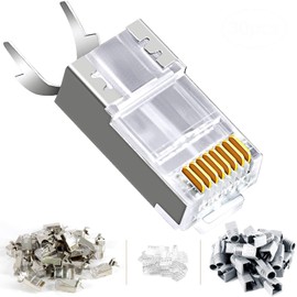 KUYIA CAT7 Shielded RJ45 Connector Ethernet Modular Plug with Load Bar and RJ45 Boots Insulation For Patch Cord Plug Diameter 1.25-1.35mm 30pcs