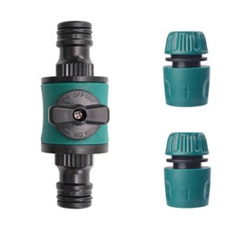 TOPWAYS Quick Release in Line Shut Off Valve for Join Garden Hose Pipe Tube, Double Male Connector Valve Extender with Matching Hose End Quick Connectors(Double Male)