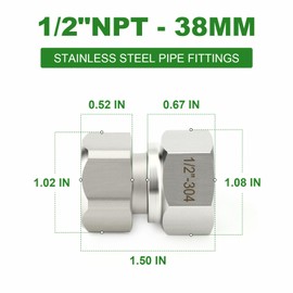 TAISHER 5PCS 304 Stainless Steel Flexible Movable Connector, 1/2" NPT Female for Sprayer, 38MM Length, Angled Valve, Shower Arm