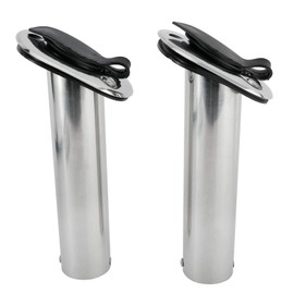 YaeMarine 2Pcs Stainless Steel 30 Degree Rod Holders with Rubber Cap, Liner, Gasket (30 Degree)