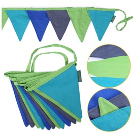 Papierdrachen Bunting as Children's Room Decoration, 3 m Bunting Each 16 x 18 cm, 12 Pieces, Green Grey, Flag Garland Children's Birthday Decoration Set 5