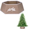 26.8inch Christmas Tree Skirt Foldable Burlap Xmas Tree Stand Base