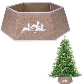 26.8inch Christmas Tree Skirt Foldable Burlap Xmas Tree Stand Base Cover Collar Trunk Basket Ring for Tree Decorations
