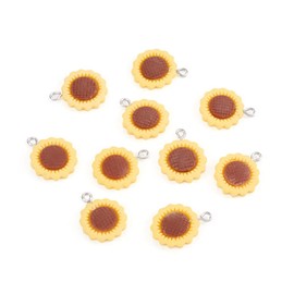 Spritewelry - Colgantes de resina de girasol, flores de margaritas naranjas con lazo de hierro en tono platino para hacer joyas, collares, arete, pulseras hechas, 30pcs, Resina, No es una piedra